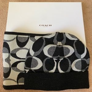 Coach black scarf and beanie